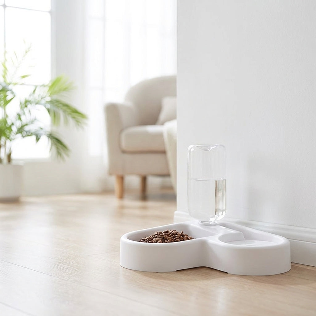 2-in-1 Automatic Pet Feeder & Water Dispenser | No-Spill Design for Dogs & Cats